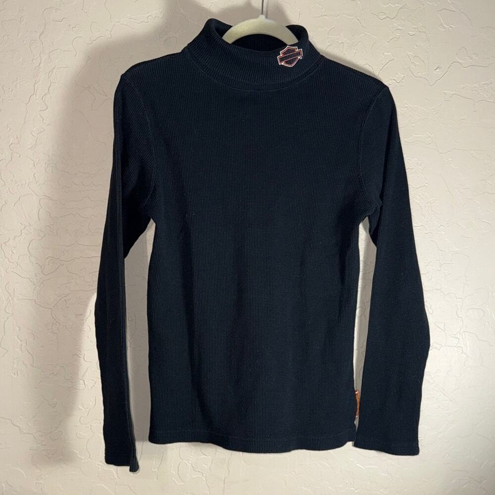 Harley Davidson Sturgis women’s black turtleneck long sleeve thermal top side XL